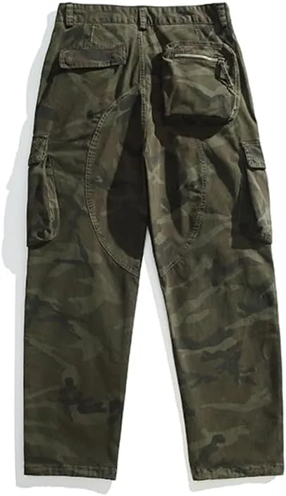 Men's Camouflage Cargo Pants Cotton Regular Fit Multi Pockets Military Pants