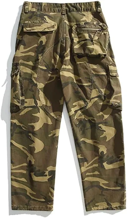 Men's Camouflage Cargo Pants Cotton Regular Fit Multi Pockets Military Pants