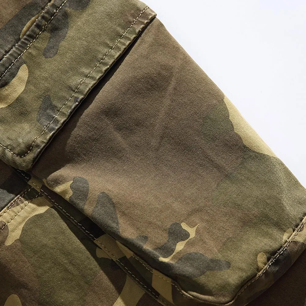 Men's Camouflage Cargo Pants Cotton Regular Fit Multi Pockets Military Pants