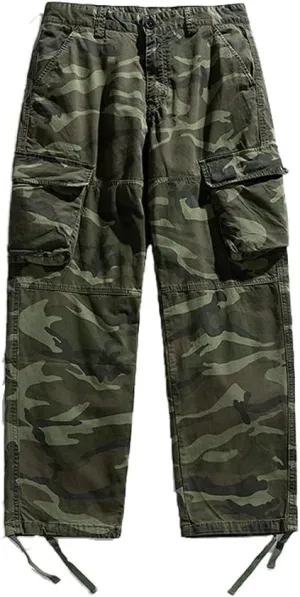 Men's Camouflage Cargo Pants Regular Fit Multi Pockets Cotton Tactical Pants