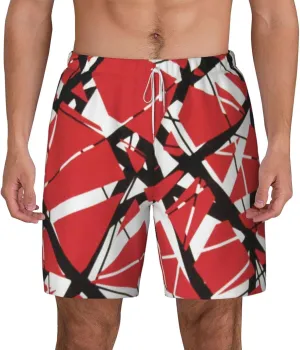 Mens Casual Swim Trunks for Van.1986 Halen Beach Pants,Beach Board Shorts Surf Quick Dry Breathable with Pocket Mesh Lining for Party White