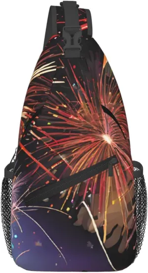 Men's Cross Chest Bag Diagonally (Explosion Firework 3D), Crossbody Shoulder Bag Travel Hiking Daypack for Women