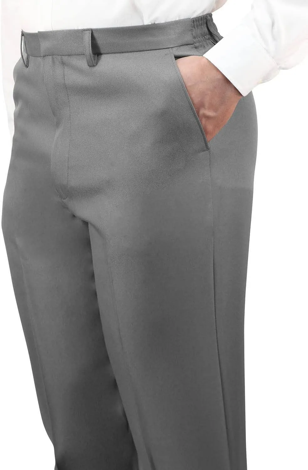 Men's Elasticated Pants with Hidden Stretch Fit Waist Smart Formal Comfortable Golf Slacks