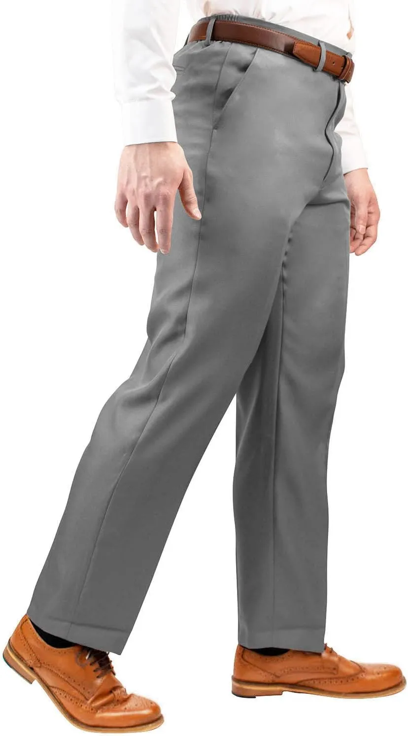 Men's Elasticated Pants with Hidden Stretch Fit Waist Smart Formal Comfortable Golf Slacks