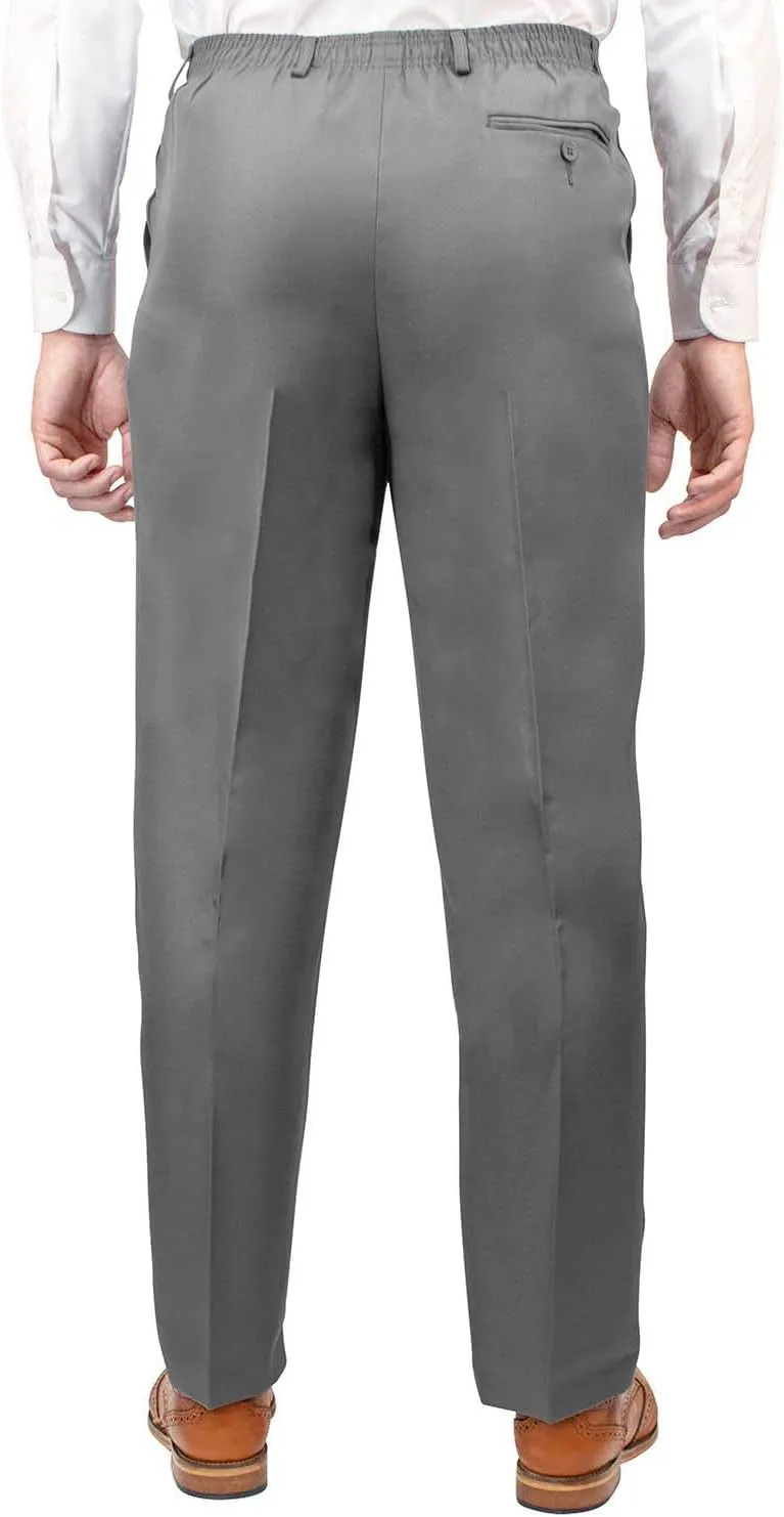 Men's Elasticated Pants with Hidden Stretch Fit Waist Smart Formal Comfortable Golf Slacks