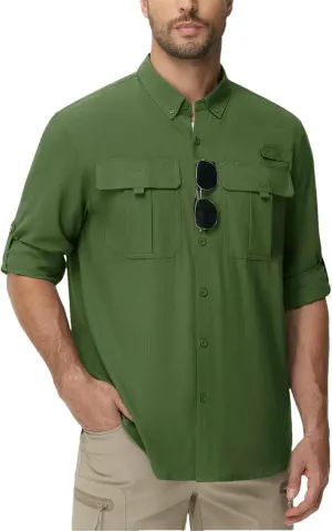 Mens Fishing Shirts UPF 50  UV Block Long Sleeve Shirt Breathable Trekking Hiking Sun Shirts for Men
