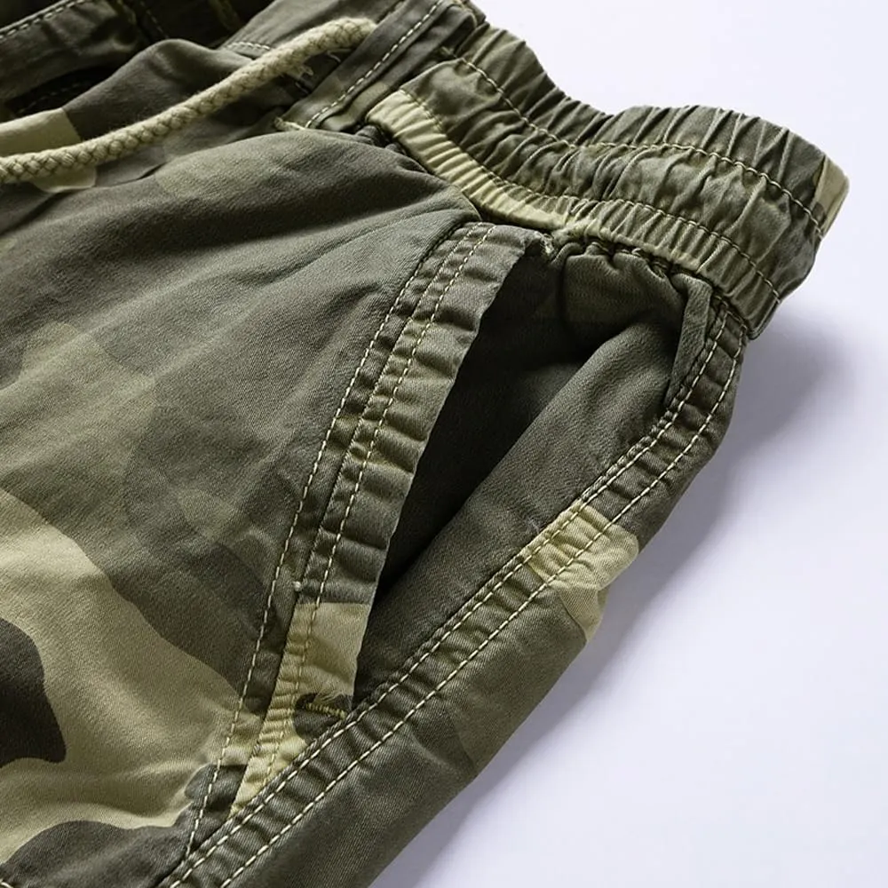 Men's Multi Pockets Camouflage Cargo Shorts Summer Relaxed Fit Cotton Hiking Cargo Shorts