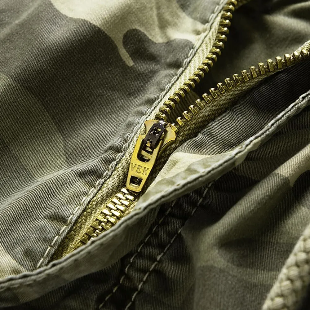 Men's Multi Pockets Camouflage Cargo Shorts Summer Relaxed Fit Cotton Hiking Cargo Shorts