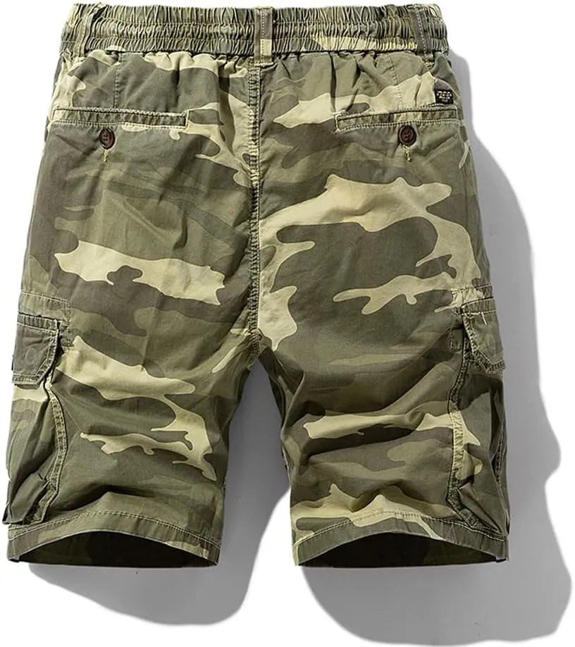 Men's Multi Pockets Camouflage Cargo Shorts Summer Relaxed Fit Cotton Hiking Cargo Shorts