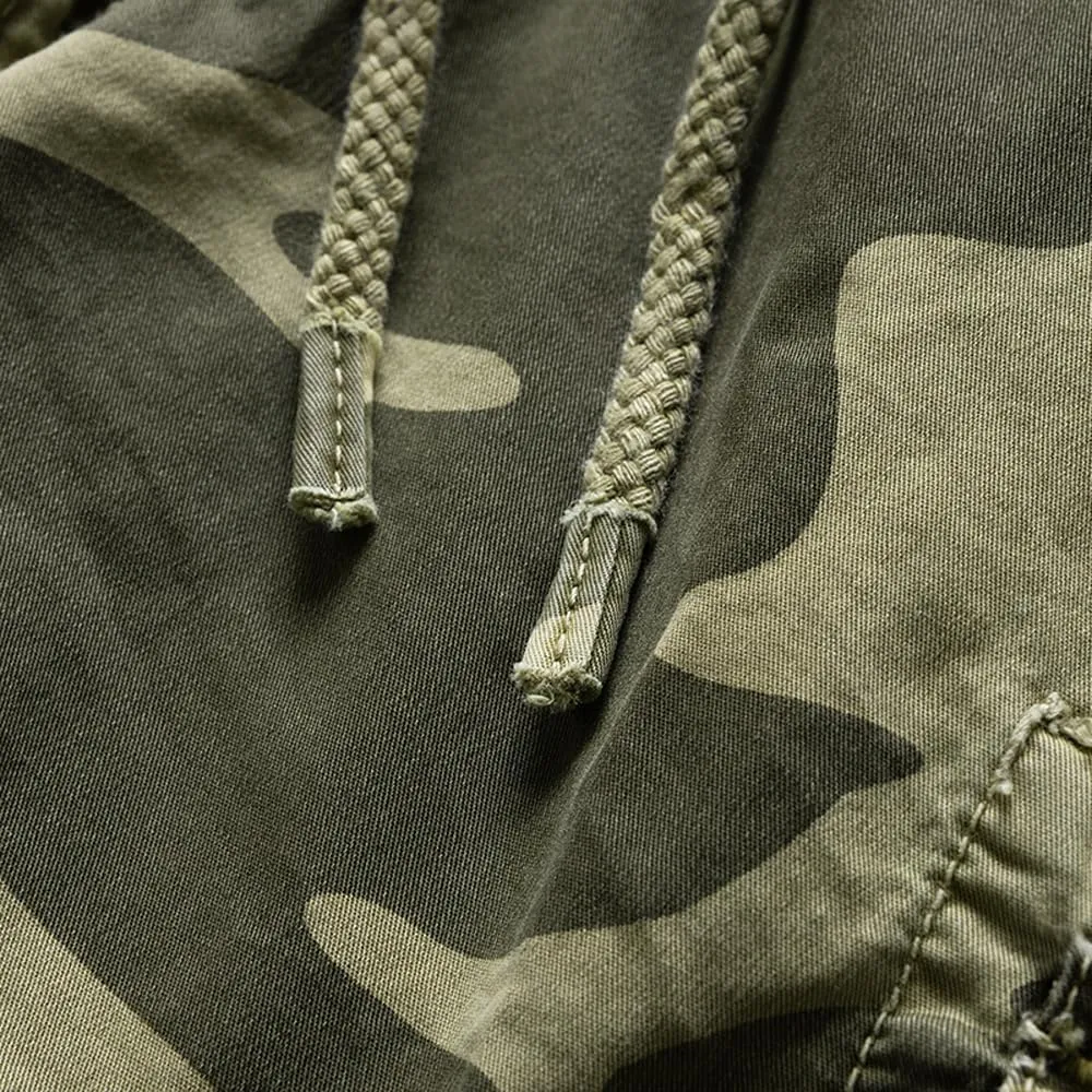 Men's Multi Pockets Camouflage Cargo Shorts Summer Relaxed Fit Cotton Hiking Cargo Shorts