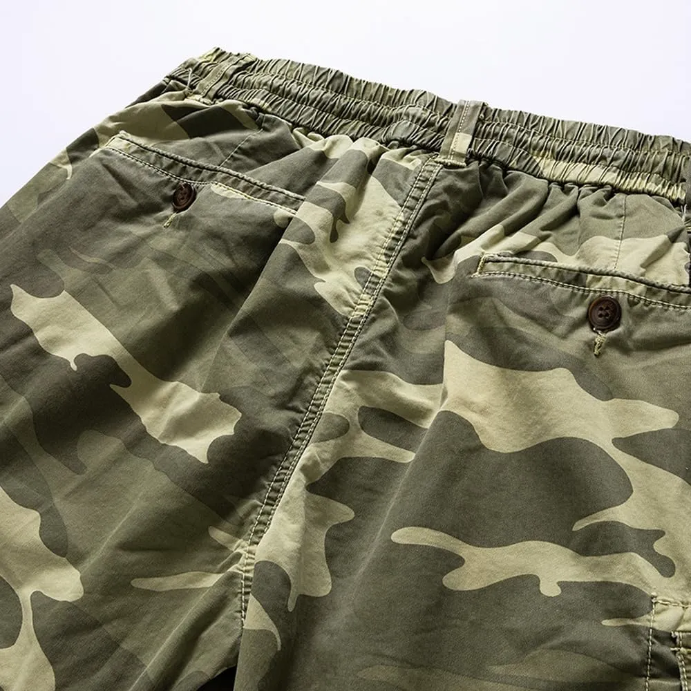 Men's Multi Pockets Camouflage Cargo Shorts Summer Relaxed Fit Cotton Hiking Cargo Shorts