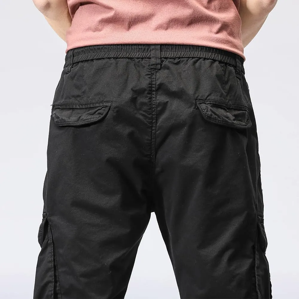 Men's Regular Fit Cargo Pants Drawstring Cotton Multi Pockets Military Pants