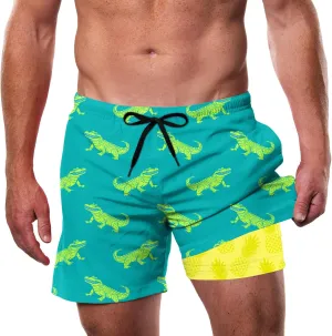 Men's Swim Trunks 5.5 Inch Bathing Suits for Men 2 in 1 Board Shorts with Compression Liner