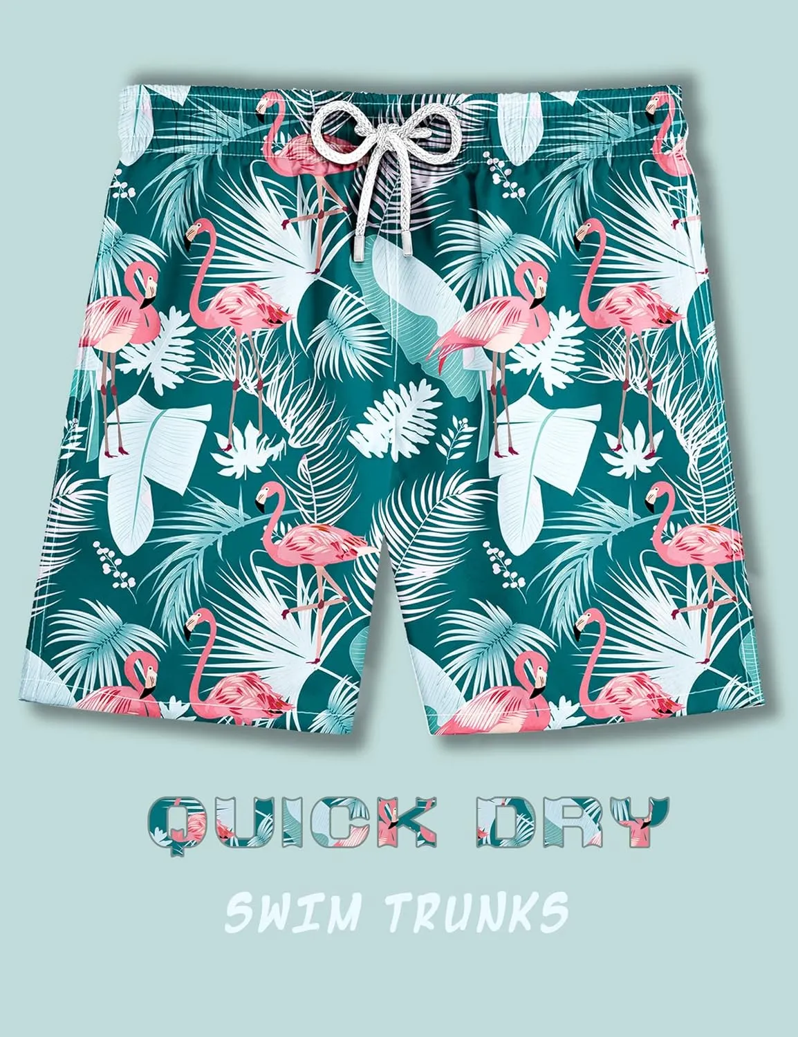 Mens Swim Trunks with Compression Liner Bathing Suits 2 Pack Quick Dry Stretch Beach Shorts 7 inch Inseam Swimwear