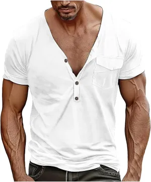 Men’s T Shirt Men's Heavyweight Pocket T Shirt Pocket Shirts for Men Cotton Nice Crewneck Shirts for Men Camisas