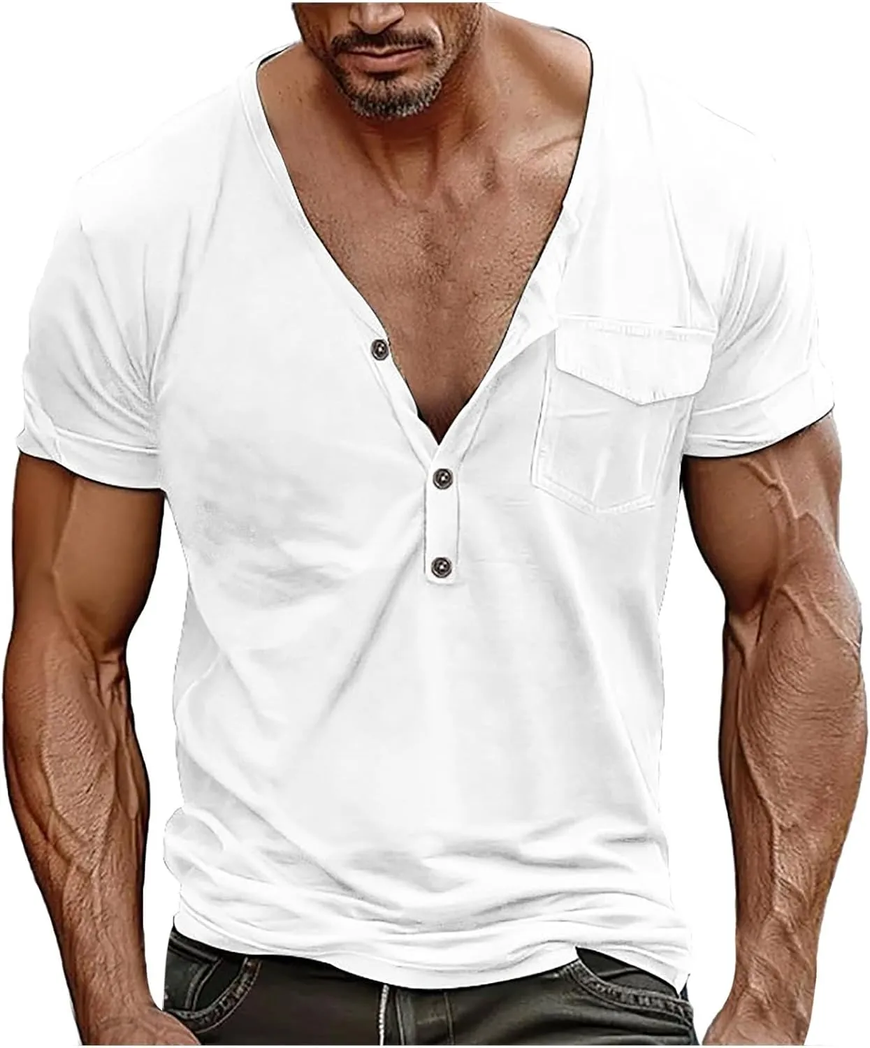 Men’s T Shirt Men's Heavyweight Pocket T Shirt Pocket Shirts for Men Cotton Nice Crewneck Shirts for Men Camisas
