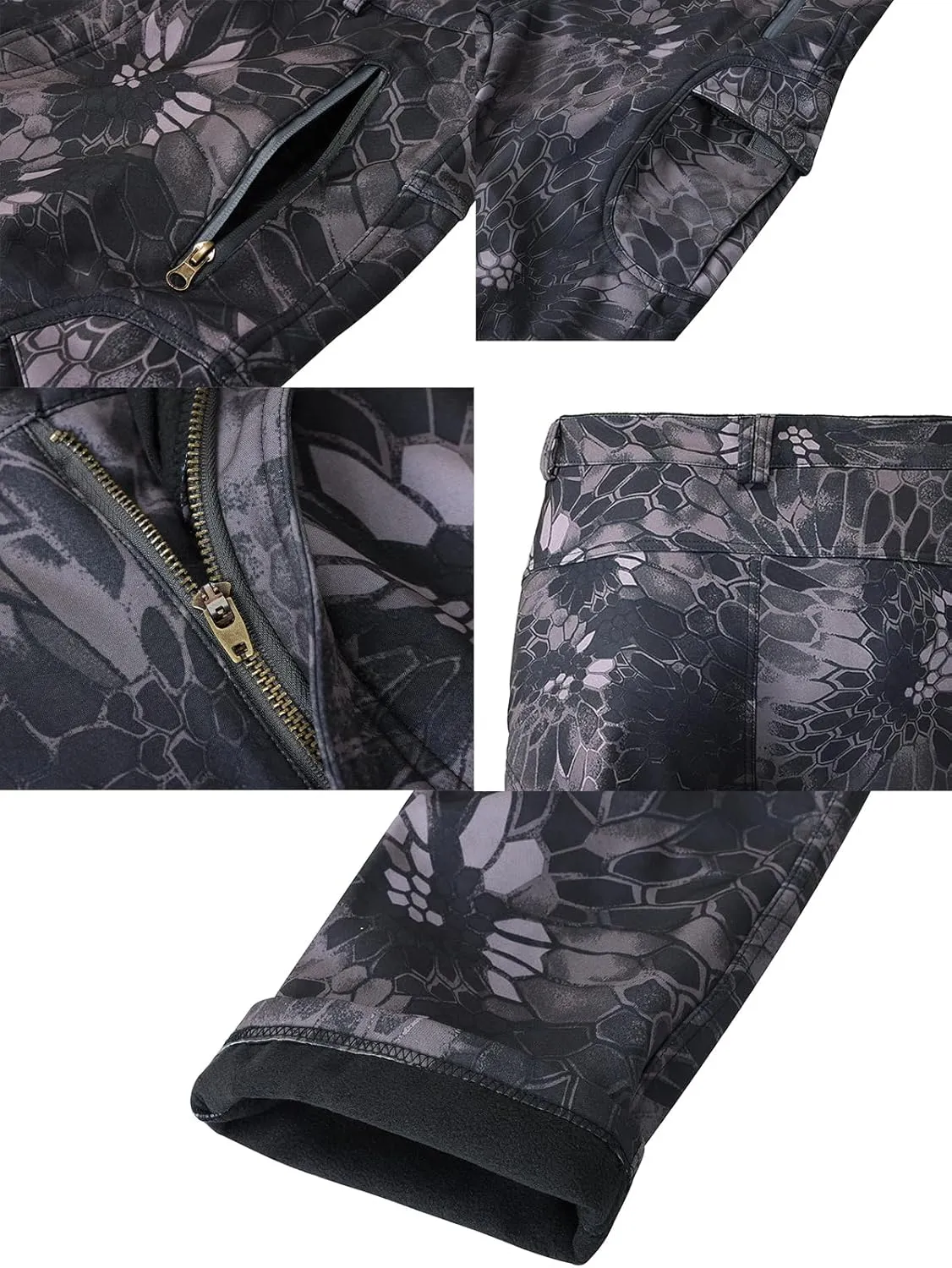 Men's Tactical Camo Pants Cargo Work Pants Water Resistant Thermal Ourdoor Hiking Pants