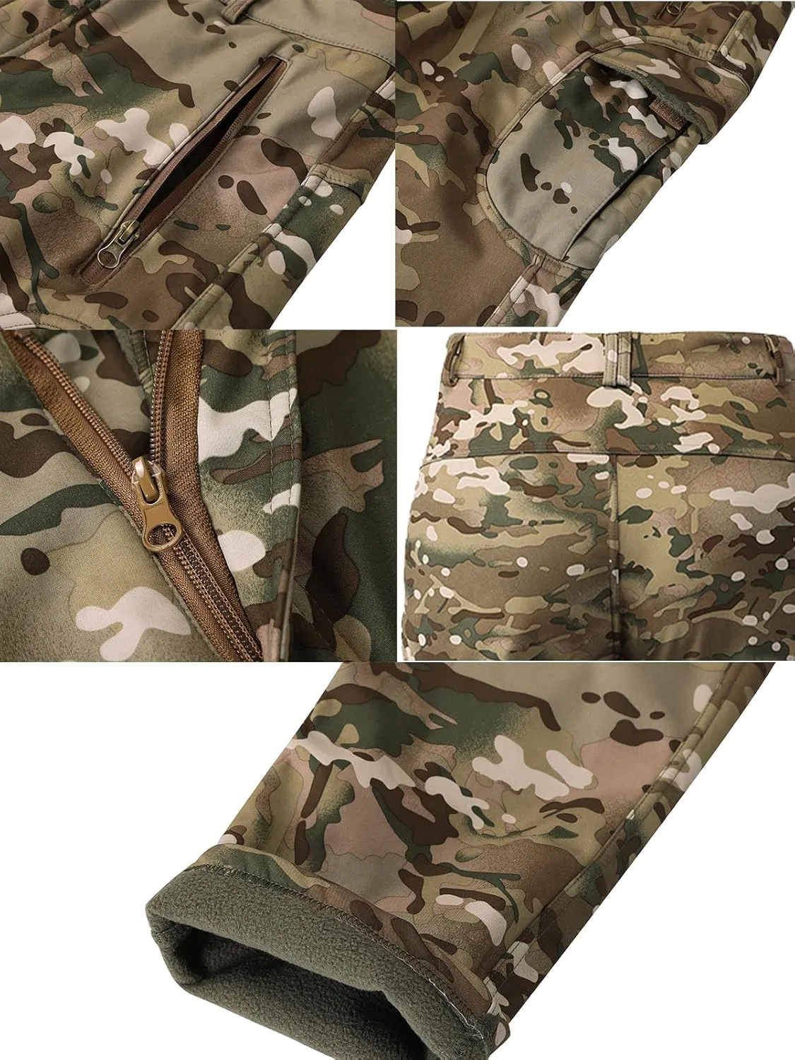 Men's Tactical Camo Pants Cargo Work Pants Water Resistant Thermal Ourdoor Hiking Pants