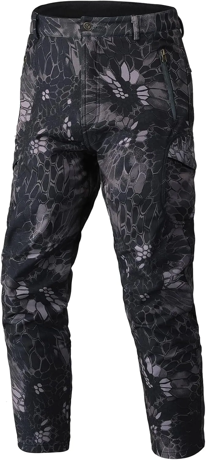Men's Tactical Camo Pants Cargo Work Pants Water Resistant Thermal Ourdoor Hiking Pants