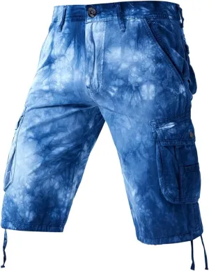 Men's Tie-dye Cargo Shorts - Summer Regular-Fit Military Shorts with Multi-Pockets