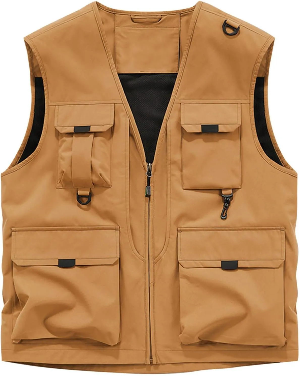 Mens Utility Casual Fishing Vests Multi Pockets Cargo Vest Travel Hunting Camping Outdoor Vest Tactical Outerwear