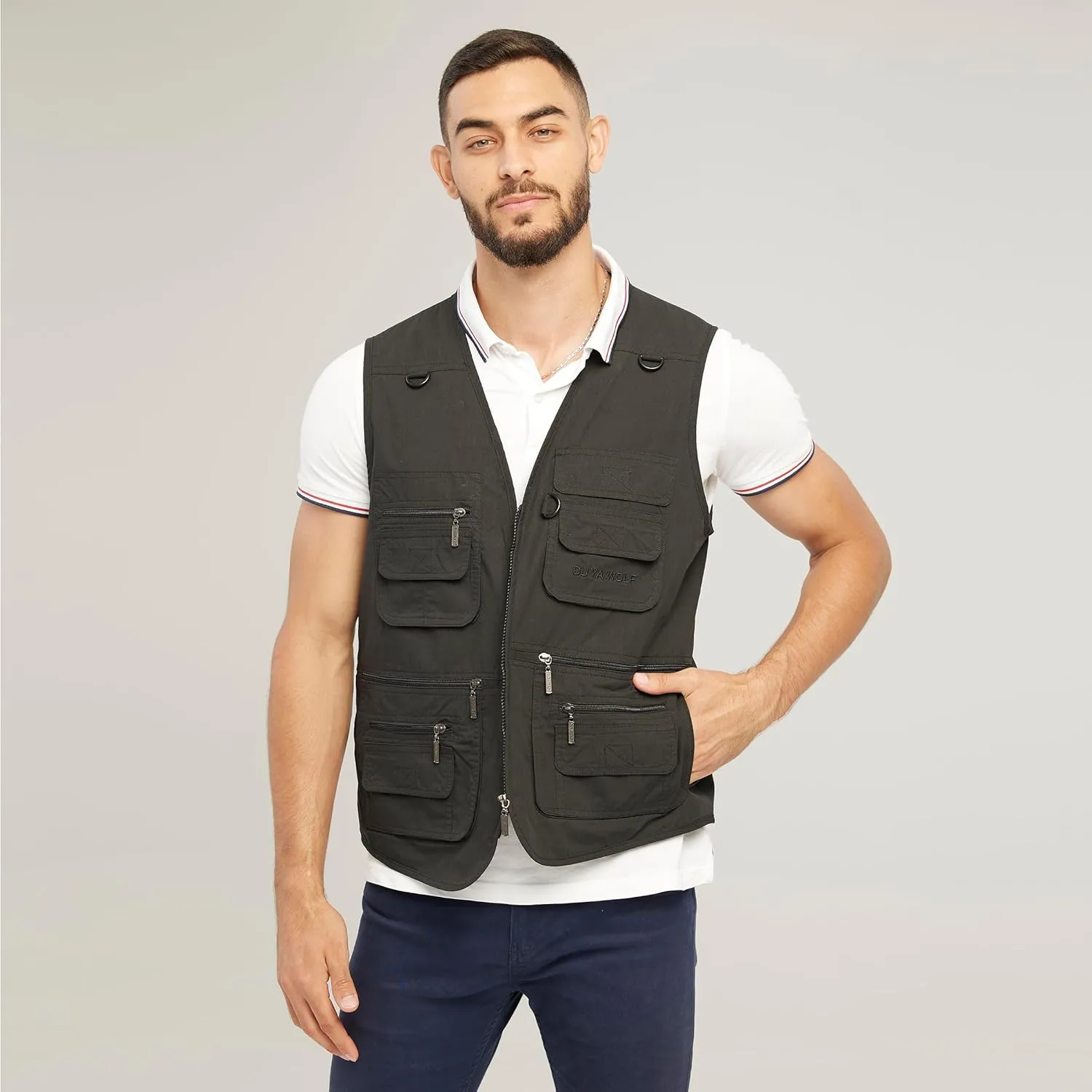 Men's Utility Work Hunting Travel Fishing Multi-Pockets Outdoor Vests