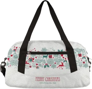 Merry Christmas Happy New Year Kids Duffel Bag for Girls Boys Teens, Christmas Oil Painting Dance Bag Overnight Small Duffel Bag Carry On Weekend Sports Gym Travel Bag for School Practice Gymnastics Ballet