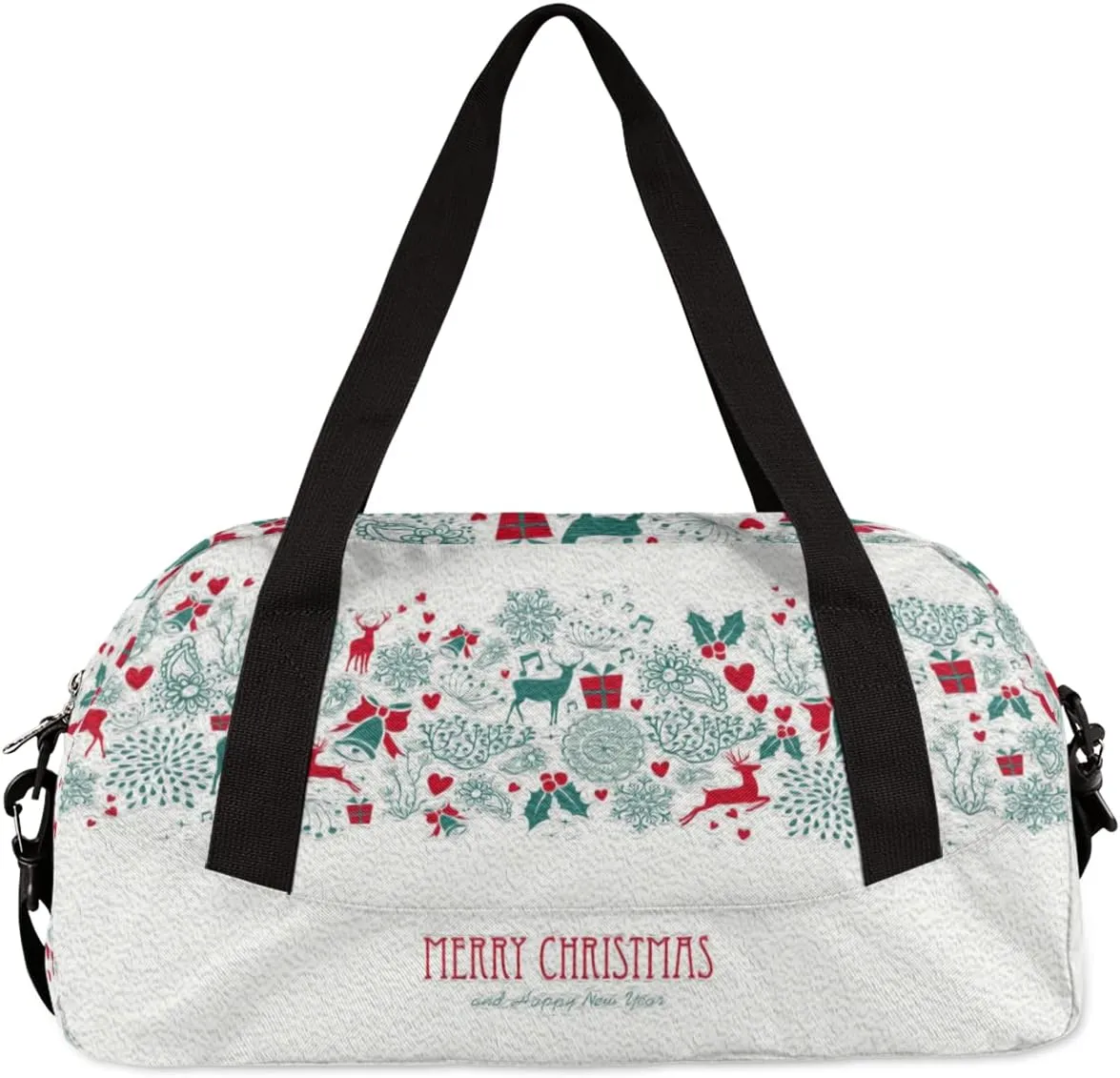 Merry Christmas Happy New Year Kids Duffel Bag for Girls Boys Teens, Christmas Oil Painting Dance Bag Overnight Small Duffel Bag Carry On Weekend Sports Gym Travel Bag for School Practice Gymnastics Ballet