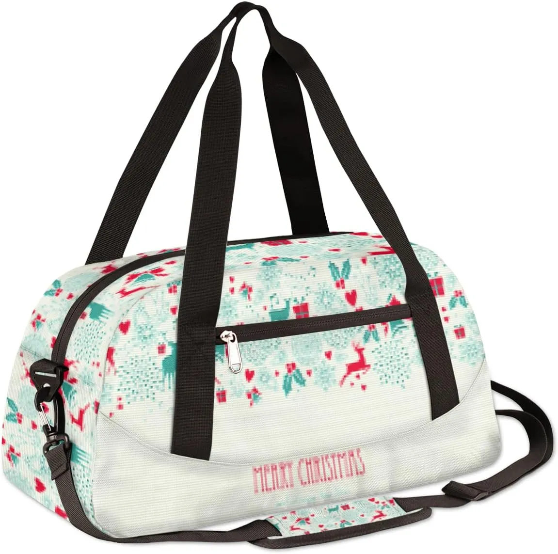 Merry Christmas Happy New Year Kids Duffel Bag for Girls Boys Teens, Merry Christmas Dance Bag Overnight Small Duffel Bag Carry On Weekend Sports Gym Travel Bag for School Practice Gymnastics Ballet