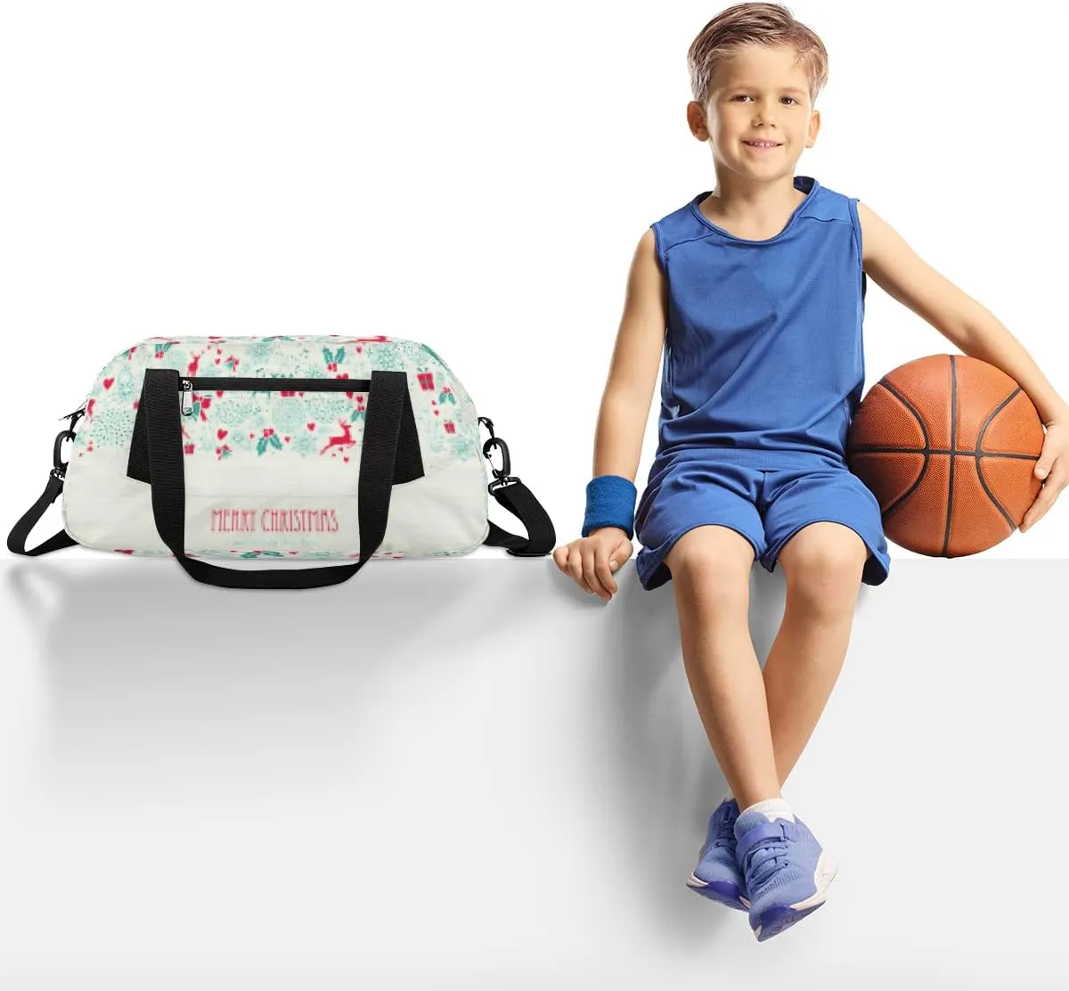 Merry Christmas Happy New Year Kids Duffel Bag for Girls Boys Teens, Merry Christmas Dance Bag Overnight Small Duffel Bag Carry On Weekend Sports Gym Travel Bag for School Practice Gymnastics Ballet