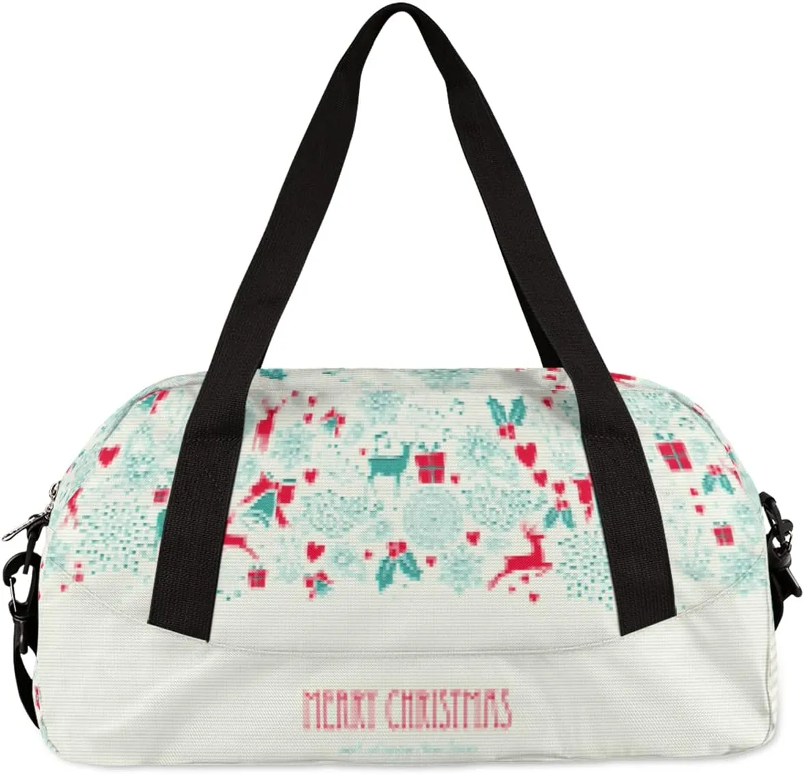 Merry Christmas Happy New Year Kids Duffel Bag for Girls Boys Teens, Merry Christmas Dance Bag Overnight Small Duffel Bag Carry On Weekend Sports Gym Travel Bag for School Practice Gymnastics Ballet
