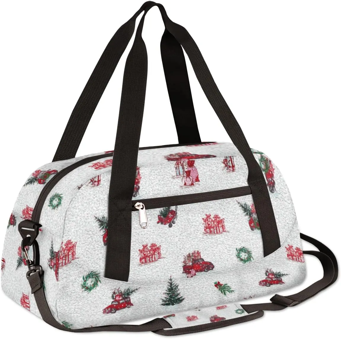 Merry Christmas Holiday Winter Kids Duffel Bag for Girls Boys Teens, Christmas Oil Painting Dance Bag Overnight Small Duffel Bag Carry On Weekend Sports Gym Travel Bag for School Practice Gymnastics Ballet