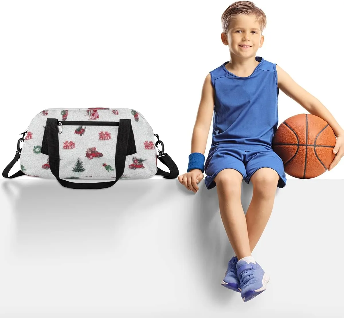 Merry Christmas Holiday Winter Kids Duffel Bag for Girls Boys Teens, Christmas Oil Painting Dance Bag Overnight Small Duffel Bag Carry On Weekend Sports Gym Travel Bag for School Practice Gymnastics Ballet