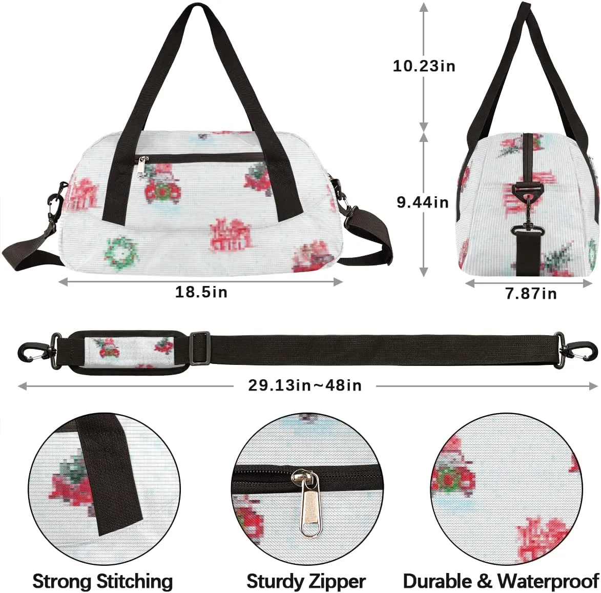Merry Christmas Holiday Winter Kids Duffel Bag for Girls Boys Teens, Merry Christmas Dance Bag Overnight Small Duffel Bag Carry On Weekend Sports Gym Travel Bag for School Practice Gymnastics Ballet