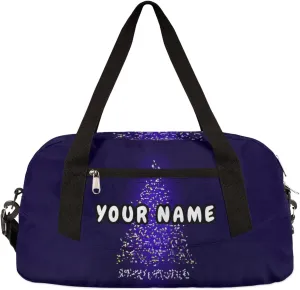 Merry Christmas Tree Personalized Kids Duffel Bag for Girls Boys, Christmas Debris Custom Name Dance Bag Overnight Small Duffel Bag Carry On Weekend Sports Travel Bag for School Practice Gymnastics Ballet
