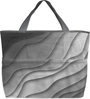 Mesh Beach Bag Oversized Tote Bags for Women Black Gray Gradient Classic Wave Large Travel Pool Bags Grocery Toy Tote Bags with 8 Pockets