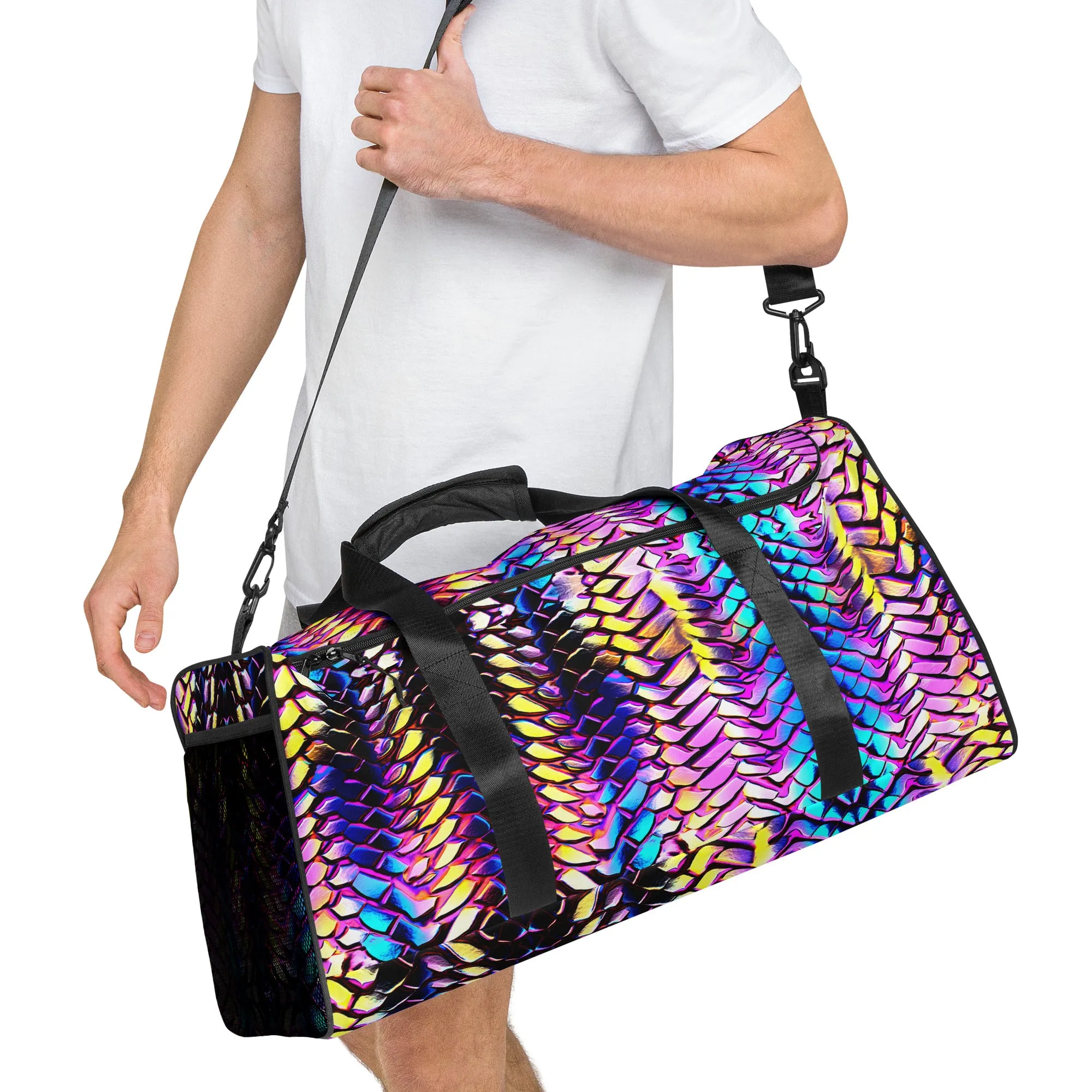 Metallic Snakeskin Duffle Bag