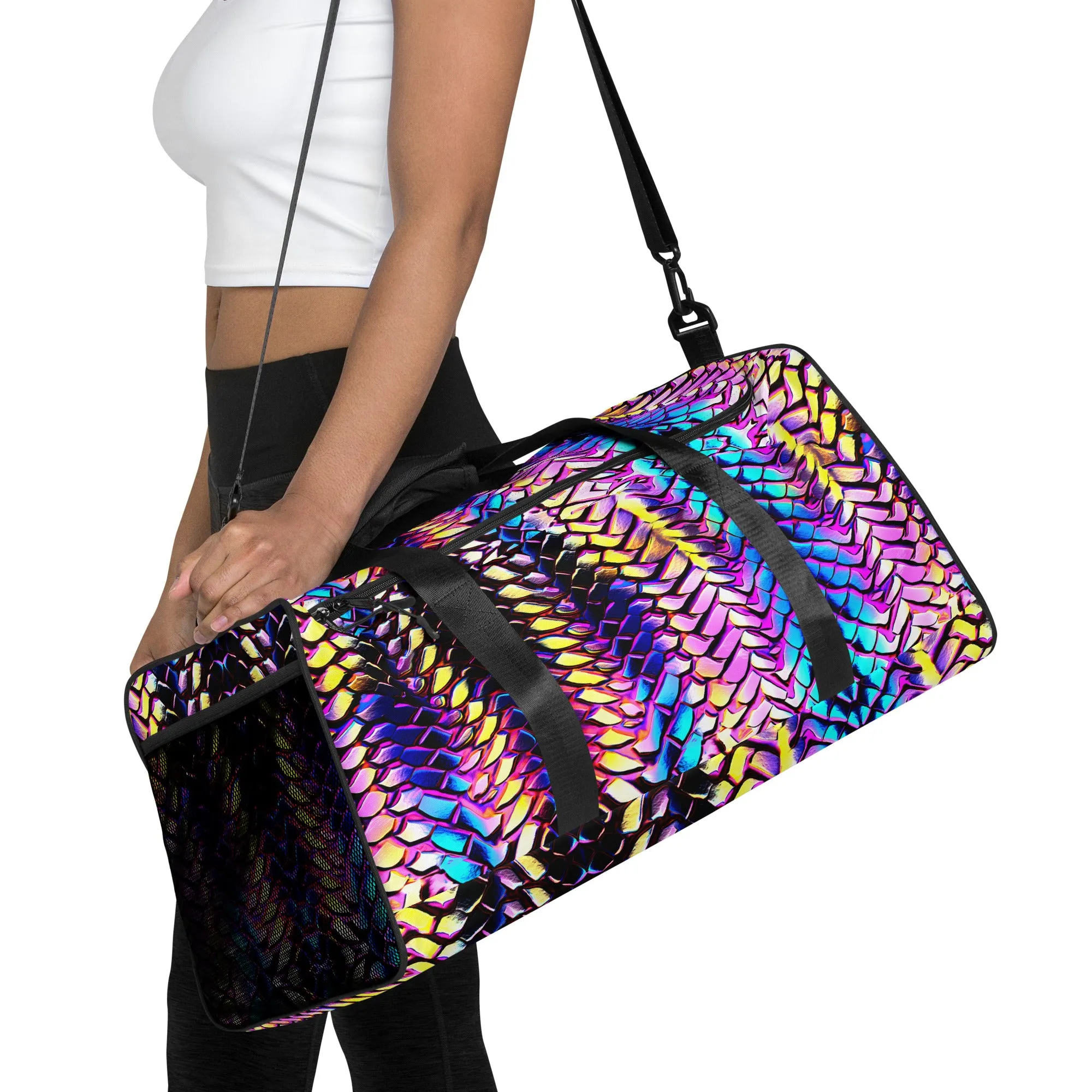 Metallic Snakeskin Duffle Bag