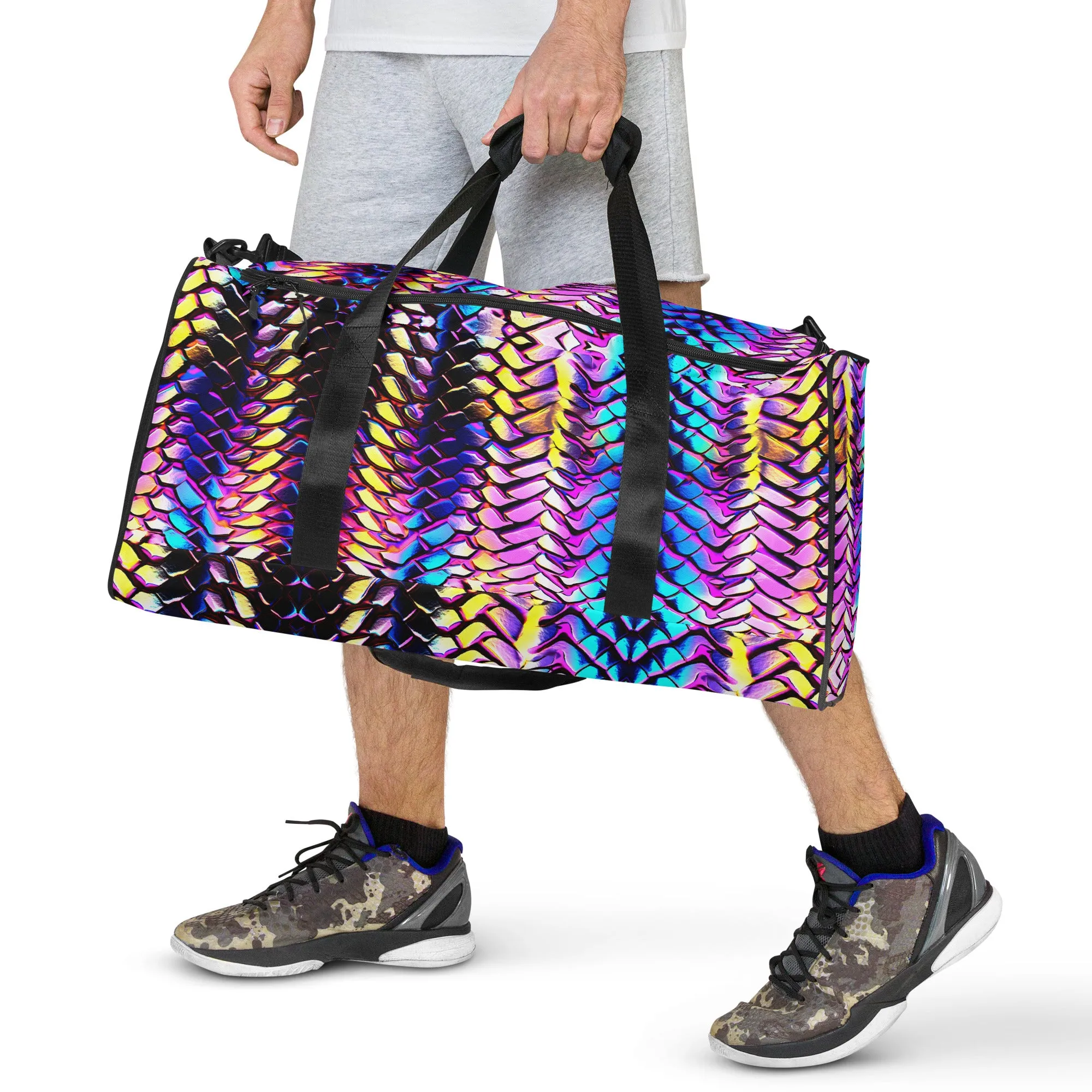 Metallic Snakeskin Duffle Bag
