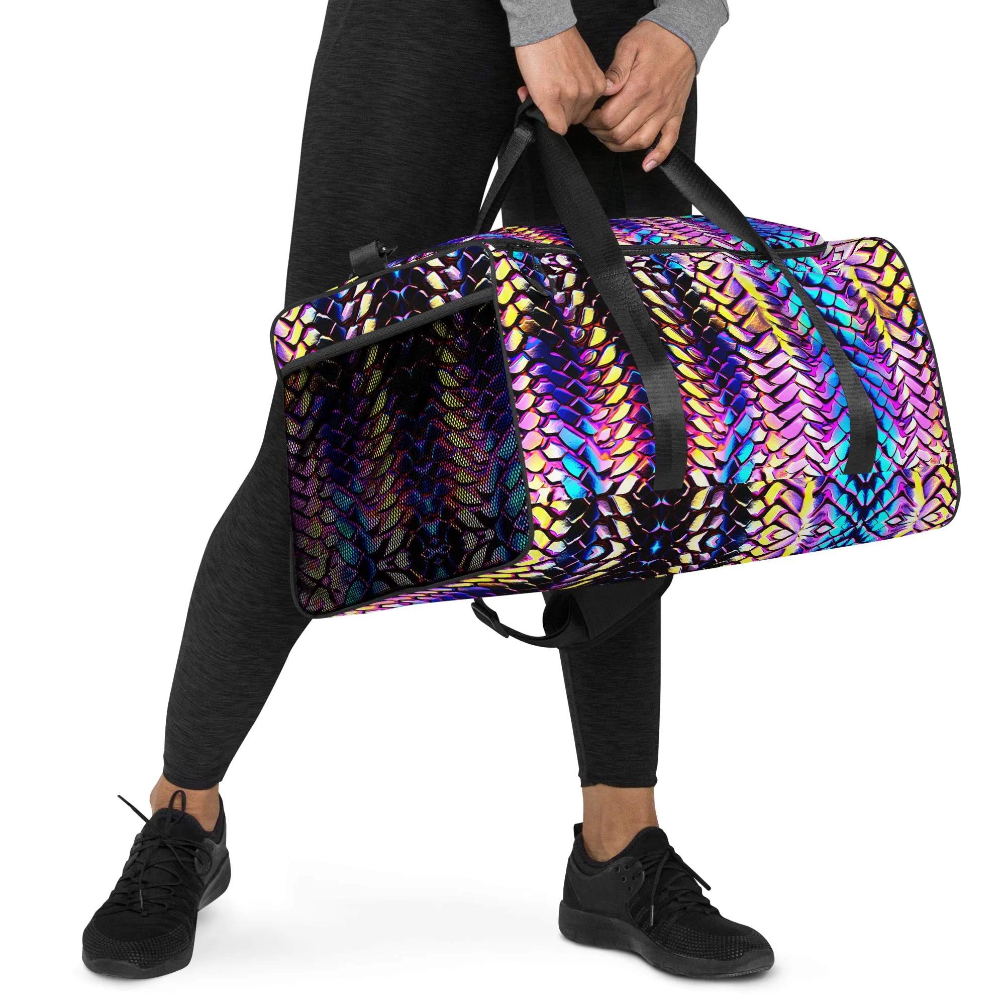 Metallic Snakeskin Duffle Bag