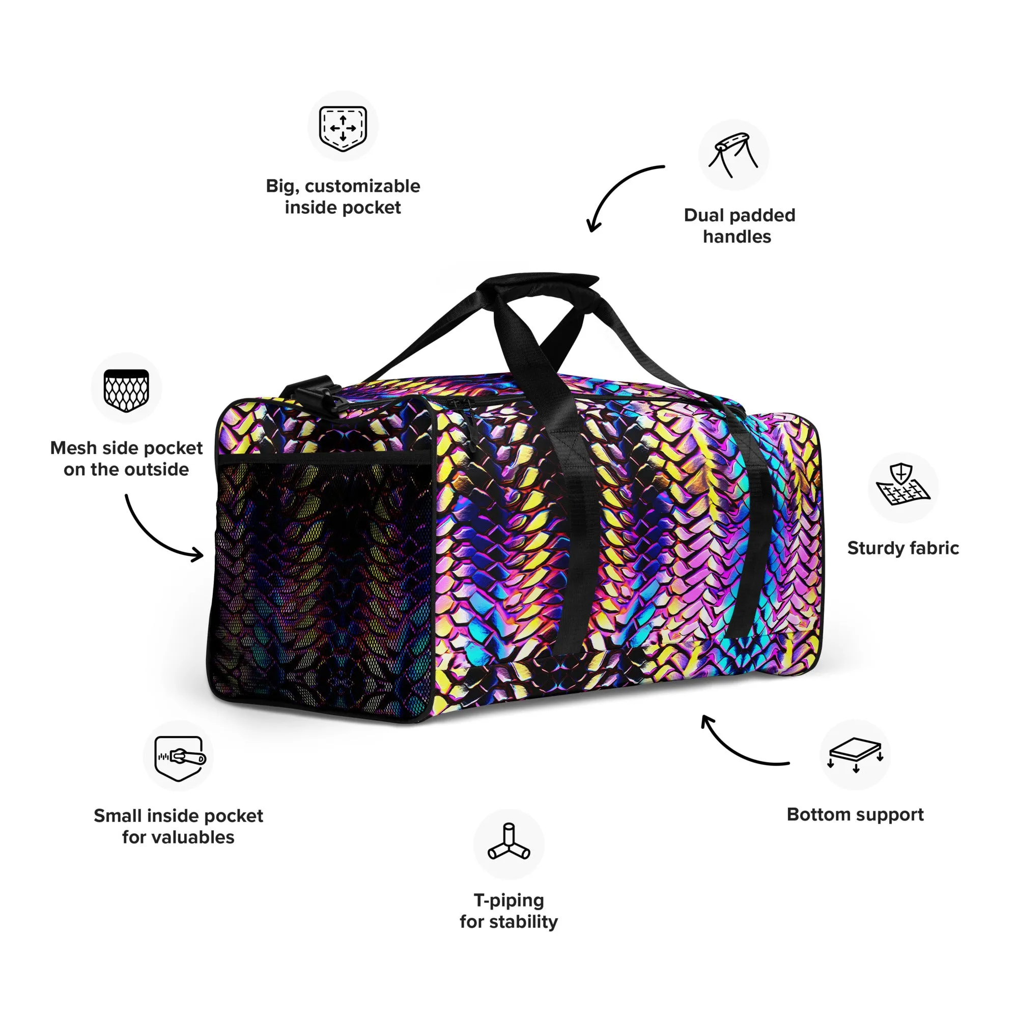 Metallic Snakeskin Duffle Bag