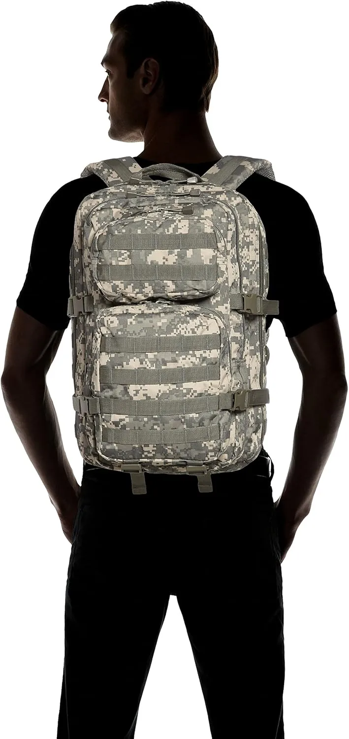 Mil-Tec Unisex Assault Pack - Rugged Durable Lightweight Ergonomic Versatile Tactical Outdoor Camping Hiking Backpack with Adjustable Padded Shoulder Straps & MOLLE Loops, ACU Camo, 36L