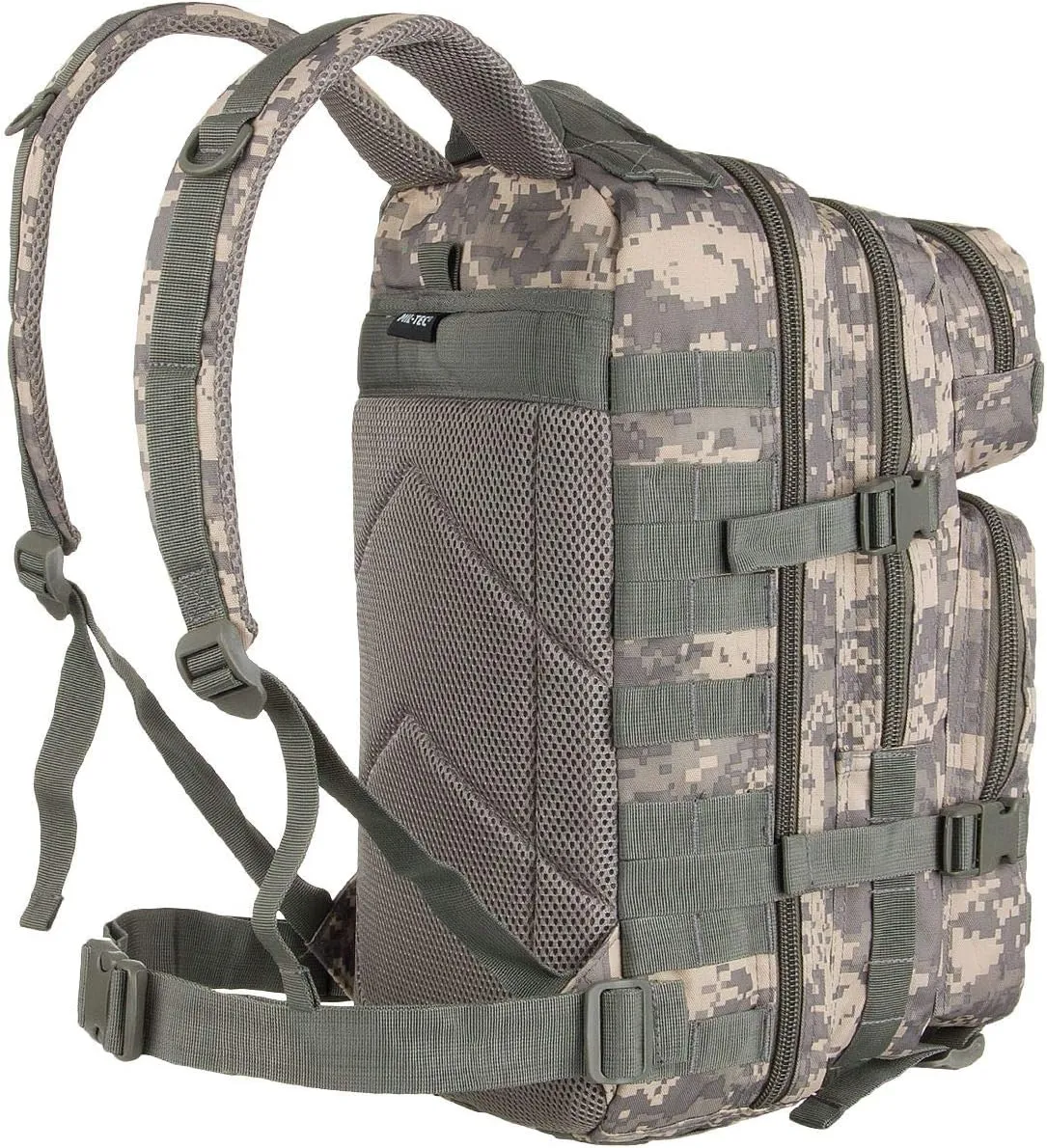 Mil-Tec Unisex Assault Pack - Rugged Durable Lightweight Ergonomic Versatile Tactical Outdoor Camping Hiking Backpack with Adjustable Padded Shoulder Straps & MOLLE Loops, ACU Camo, 36L