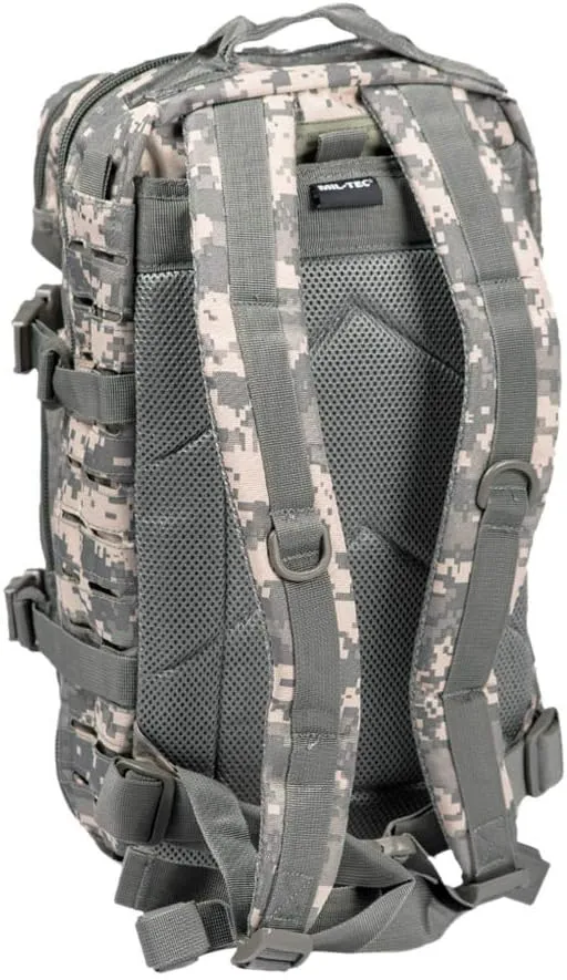 Mil-Tec Unisex Assault Pack - Rugged Durable Lightweight Ergonomic Versatile Tactical Outdoor Camping Hiking Backpack with Adjustable Padded Shoulder Straps & MOLLE Loops, ACU Camo, 36L