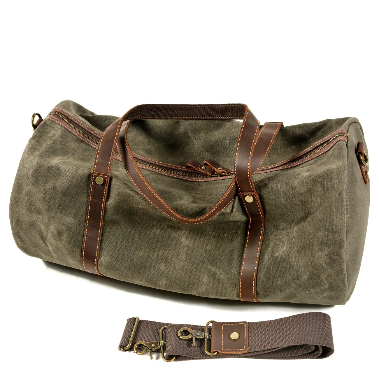 Military-Style Canvas Duffle Bag Handcrafted