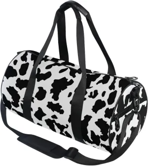 Milk Cow Print Round Duffel Sports Bag Lightweight with Inner Pocket Gym Bag for Men Women Duffle Bag for Travel Sports