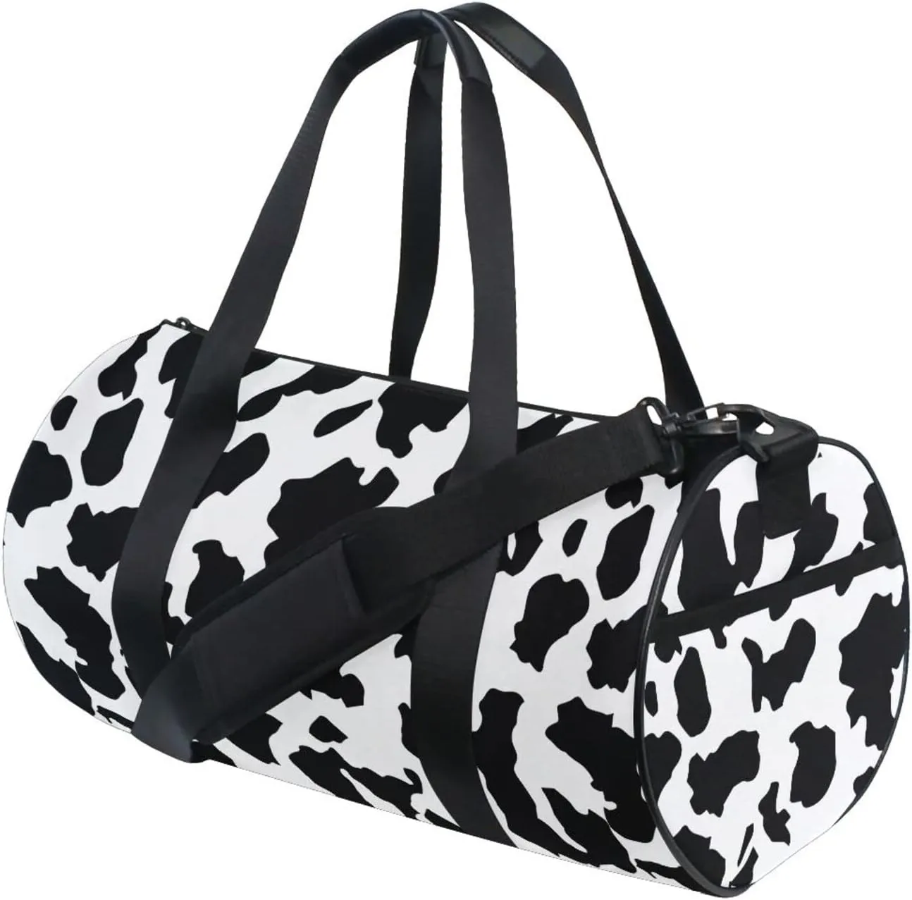 Milk Cow Print Round Duffel Sports Bag Lightweight with Inner Pocket Gym Bag for Men Women Duffle Bag for Travel Sports