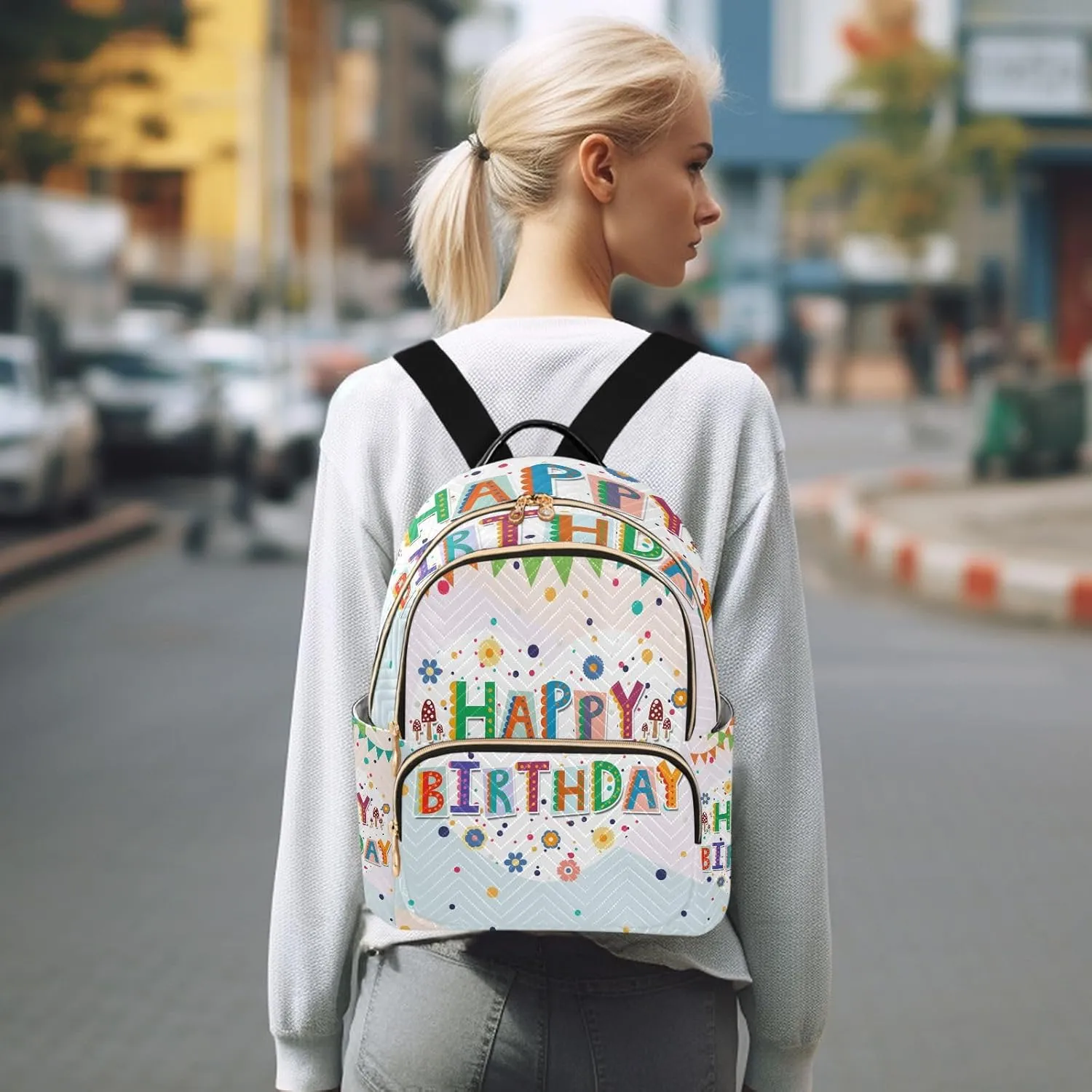 Mini Backpack Purse for Women Printed Purse Printed Backpack for Women Small Convertible Backpack Purse Ladies (color4, Medium)
