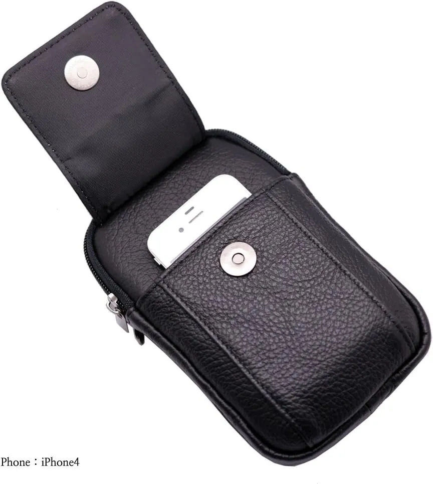 Mini Leather Messenger Bag Cellphone Shoulder Bag Pocket Money Purse Pouch Tool Bag Fanny Pack for Men Women