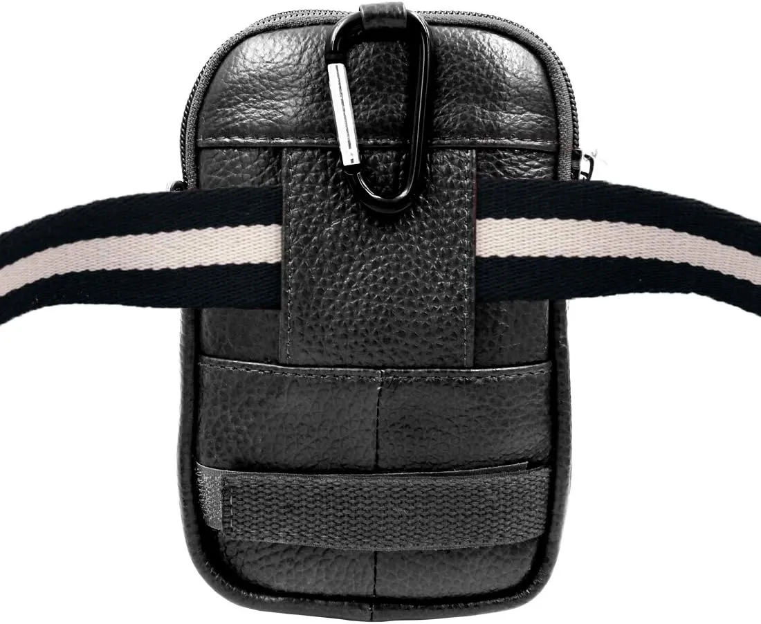 Mini Leather Messenger Bag Cellphone Shoulder Bag Pocket Money Purse Pouch Tool Bag Fanny Pack for Men Women